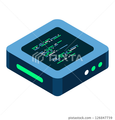 Isometric futuristic server. Isometric database or data center. Abstract blockchain. Computer storage. Cloud storage. Vector illustration Isometric futuristic server. Isometric database or data center. Abstract blockchain. Computer storage. Cloud storage. Vector illustration 126847739