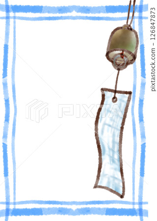 毛筆畫風鈴框 126847873