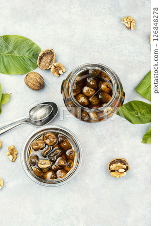 Simple Green Walnut Jam. Simple Green Walnut Jam. 126848278