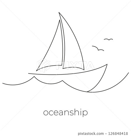 simple design of sailboat on the waves 126848418