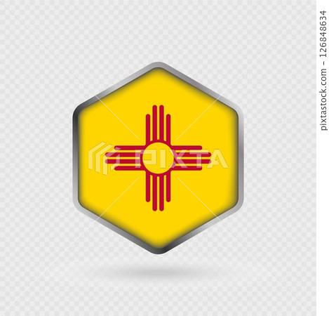 New Mexico State Flag Icon in Hexagon Shape. 126848634