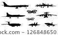 Planes and drones vector silhouettes collection 126848650