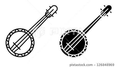 Linear icon. National musical string instrument bungee. Simple black and white vector isolated on white background Linear icon. National musical string instrument bungee. Simple black and white vector isolated on white background 126848969