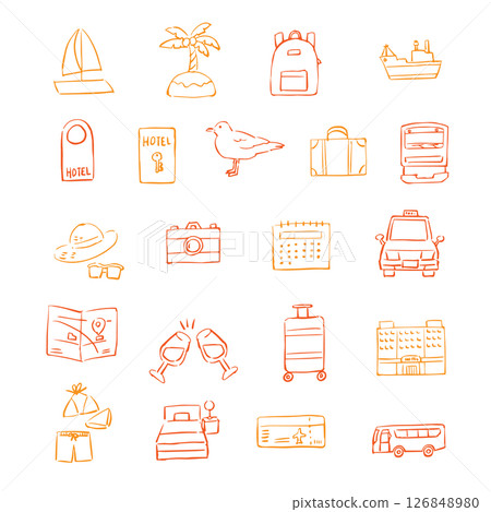 Travel related illustration set 126848980