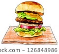 Illustration of a big hamburger with avocado 126848986