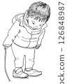 Illustration of a boy playing with a stick 126848987