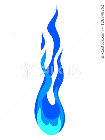 Illustration of stylized fire or flame. Burning blue magic fire or bonfire. 126849252
