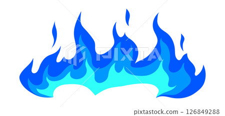 Illustration of stylized fire or flame. Burning blue magic fire or bonfire. 126849288