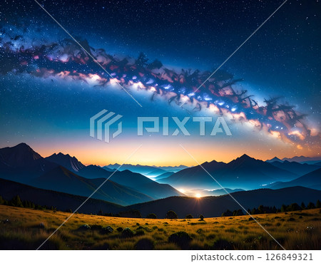 山與星空背景素材 126849321