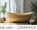 Exquisite Wooden Bathtub Design for a Luxurious Bathroom 126849428
