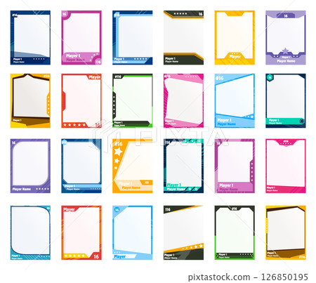 Game sports card template. A set of trading frames for football, basketball and hockey players. Vector illustration 126850195