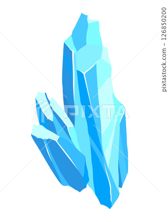 Crystal of ice, iceberg broken piece of ice, icicle, cold frozen block ice mountain, winter landscape for game design cartoon vector illustration 126850200