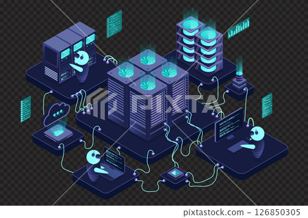 Isometric data center or server room. Data...-插圖素材 [126850305] - PIXTA圖庫