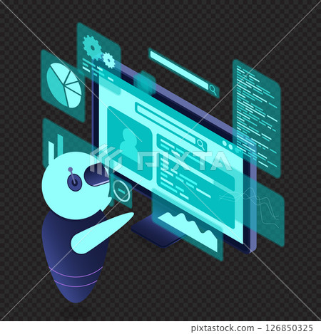 Isometric seo analysis. Search engine optimization analysis concept. Digital technology website. Isometric technology 126850325