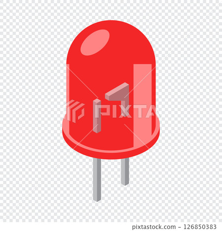 Red led isometric icon. LED semiconductor composition. Light emitting diode. Electronic component icon in isometric style Red led isometric icon. LED semiconductor composition. Light emitting diode. Electronic component icon in isometric style 126850383