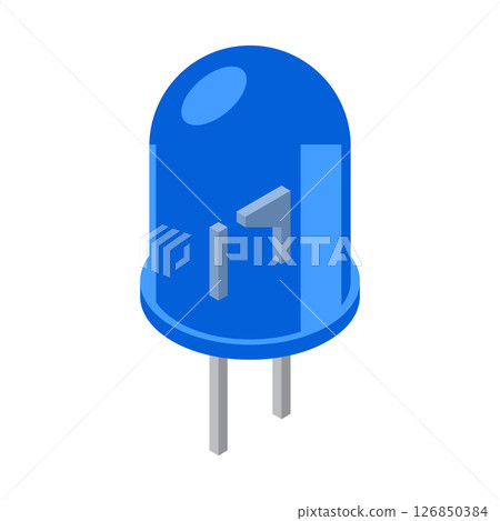Blue led isometric icon. LED semiconductor composition. Light emitting diode. Electronic component icon in isometric style Blue led isometric icon. LED semiconductor composition. Light emitting diode. Electronic component icon in isometric style 126850384