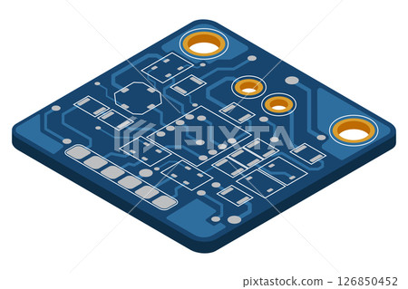 Isometric electronic board. Isometric printed circuit board. Integrated circuit board. Vector illustration Isometric electronic board. Isometric printed circuit board. Integrated circuit board. Vector illustration 126850452