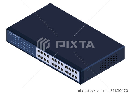 Isometric switch. Networking ethernet switch. Realistic isometric switch. Network technology. Vector illustration Isometric switch. Networking ethernet switch. Realistic isometric switch. Network technology. Vector illustration 126850470