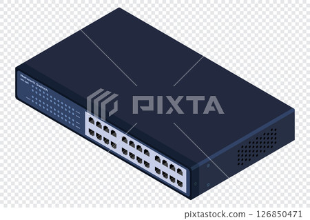 Isometric switch. Networking ethernet switch. Realistic isometric switch. Network technology. Vector illustration Isometric switch. Networking ethernet switch. Realistic isometric switch. Network technology. Vector illustration 126850471