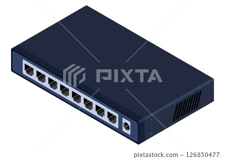 Isometric switch. Networking ethernet switch. Realistic isometric switch. Network technology. Vector illustration Isometric switch. Networking ethernet switch. Realistic isometric switch. Network technology. Vector illustration 126850477