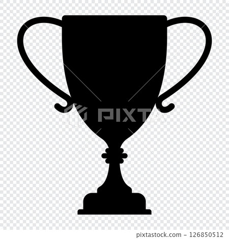 Trophy sign icon. Trophy cup. Champion cup winner trophy award. Black silhouette of trophy cup. Vector illustration 126850512