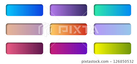 Set of modern trendy buttons. Empty web button set. Colorful gradients buttons. Web design elements. Vector illustration 126850532