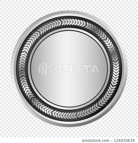 Silver medal. Realistic medal. Prize for winner. Reward isolated. Vector illustration 126850639