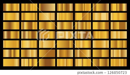 Set of gold texture background. Gold background texture. Steel metal background templates. Metal gradient collection. Vector illustration 126850723