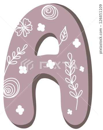 drawing of pink alphabet in floral pattern A to Z 126851109