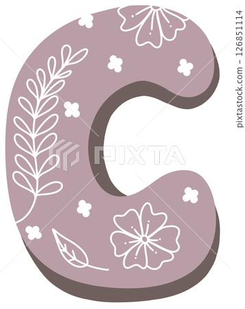 drawing of pink alphabet in floral pattern A to Z drawing of pink alphabet in floral pattern A to Z 126851114