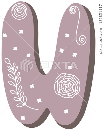 drawing of pink alphabet in floral pattern A to Z drawing of pink alphabet in floral pattern A to Z 126851117