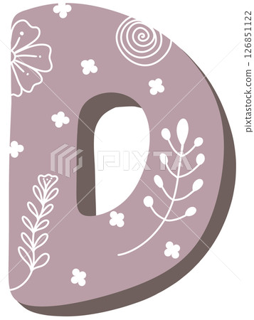 drawing of pink alphabet in floral pattern A to Z 126851122
