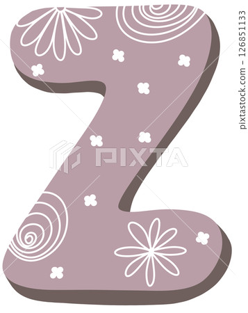 drawing of pink alphabet in floral pattern A to Z 126851133