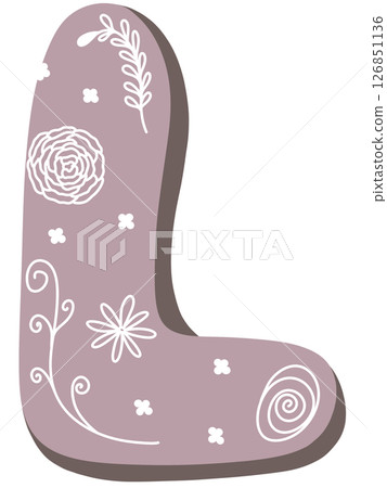 drawing of pink alphabet in floral pattern A to Z 126851136