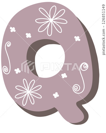 drawing of pink alphabet in floral pattern A to Z 126851149