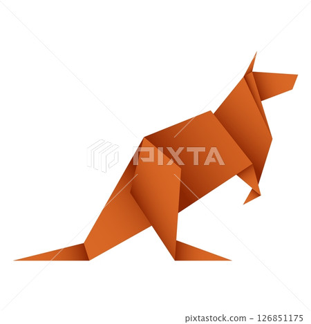 Kangaroo origami. Abstract kangaroo origami logo design. Animal origami. Paper origami. Vector illustration 126851175