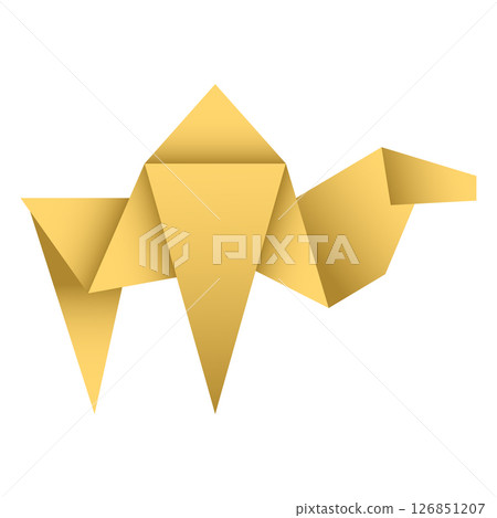 Camel origami. Abstract camel origami logo design. Animal origami. Paper origami. Vector illustration 126851207