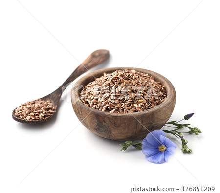 Flax seed and flax flower 126851209