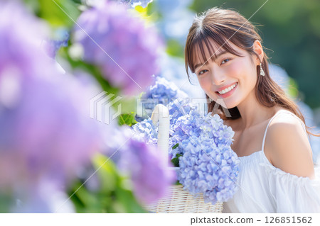 Hydrangea and female 126851562