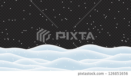 Winter background. Falling snow with snowflakes. Snow landscape decoration. Snow background. Vector illustration 126851656