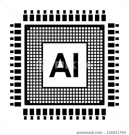 Artificial intelligence chip. AI processor concept. Futuristic microchip processor. AI chip symbol. Technology innovation concept. Vector illustration Artificial intelligence chip. AI processor concept. Futuristic microchip processor. AI chip symbol. Technology innovation concept. Vector illustration 126851704