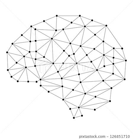 Brain design with dots and connecting lines. Low poly brain. Polygonal human brain. Brain mapping concept. Vector illustration Brain design with dots and connecting lines. Low poly brain. Polygonal human brain. Brain mapping concept. Vector illustration 126851710