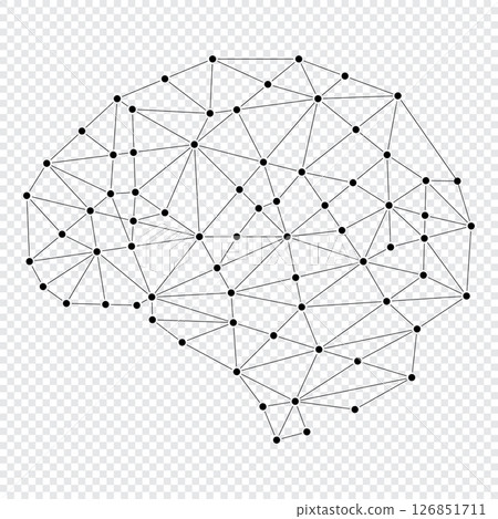 Brain design with dots and connecting lines. Low poly brain. Polygonal human brain. Brain mapping concept. Vector illustration Brain design with dots and connecting lines. Low poly brain. Polygonal human brain. Brain mapping concept. Vector illustration 126851711