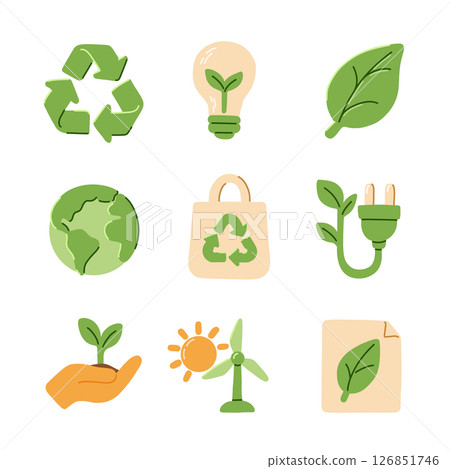 EcoFriendly Concepts and Symbols Representing Sustainability Efforts for a Greener Future Vector illustration EcoFriendly Concepts and Symbols Representing Sustainability Efforts for a Greener Future Vector illustration 126851746