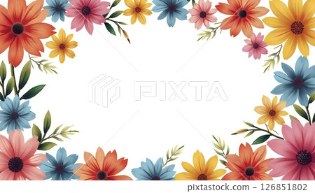 Colorful Floral Explosion With White Center Colorful Floral Explosion With White Center 126851802