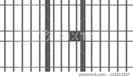 Realistic metal prison bars. Criminal background mockup. Prison cage with locked door metal bars. Jail door. Prison metal bars. Prison cell Realistic metal prison bars. Criminal background mockup. Prison cage with locked door metal bars. Jail door. Prison metal bars. Prison cell 126851887