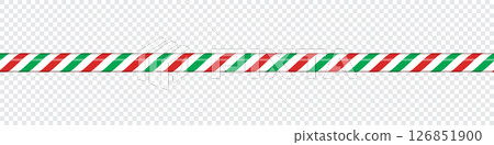 Candy cane line with red and green striped. Seamless line with striped candy pattern. Candy lines. Vector illustration Candy cane line with red and green striped. Seamless line with striped candy pattern. Candy lines. Vector illustration 126851900