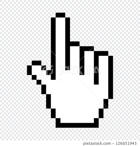 Pixel hand cursor icon. Hand clicking icon. Finger cursor icon. Cursor icon. Vector hand pointer Pixel hand cursor icon. Hand clicking icon. Finger cursor icon. Cursor icon. Vector hand pointer 126851943