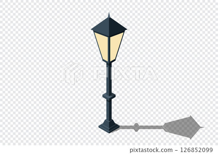 Isometric of light lamp pillar. Isometric street light. Isometric icon of a park light. Light pillar icon. Isometric outdoor lighting 126852099