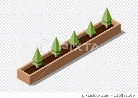 Isometric plant. Isometric potted plant illustration. Isometric vector tree. Tree isometric elements. Isometric vector illustration 126852109